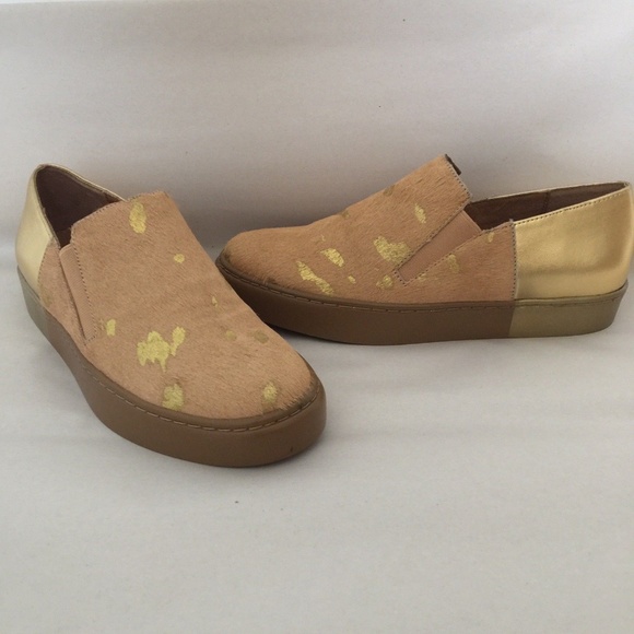 Free People Gold Varsity Slip On Sneakers NWOB - Picture 4 of 7